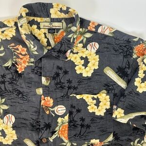 Tommy Bahama Men’s L 100%‎ Silk Baseball Hawaiian Shirt